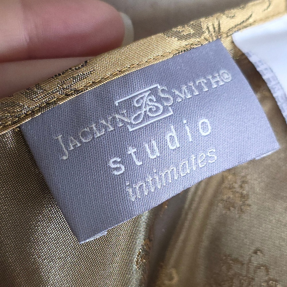 Vintage Y2K Slip Dress SZ M/L Gold Satin Asian Prom Fairy Floral Jacquard Whismy - Picture 16 of 16
